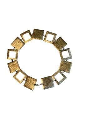 Vintage Boho Hammered Silver Square Link Chain Belt